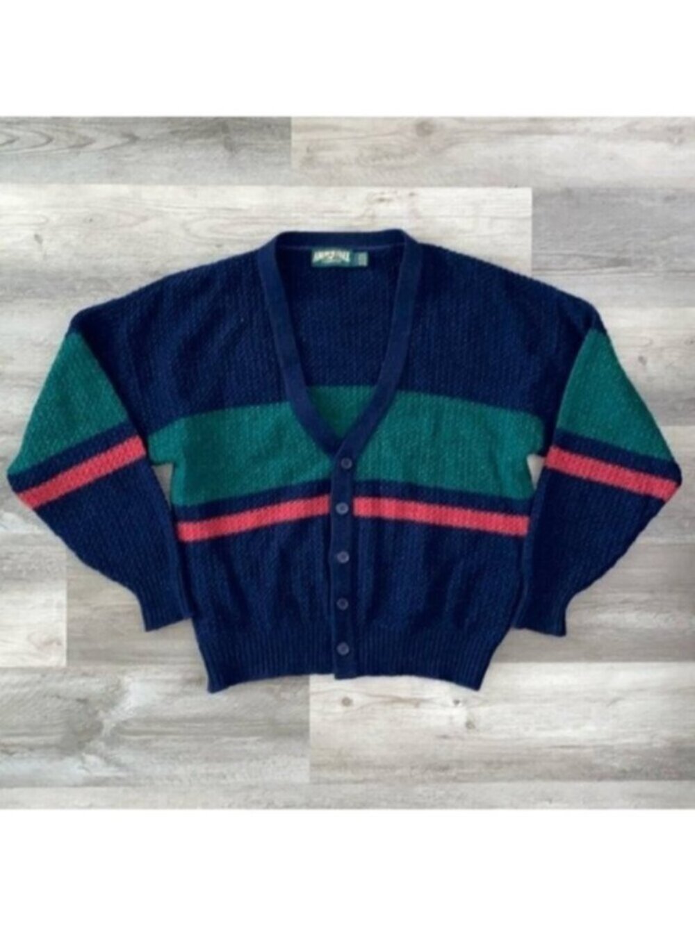 Share VTG American Eagle Outfitters USA Made Wool Blend Cardigan V Neck Striped